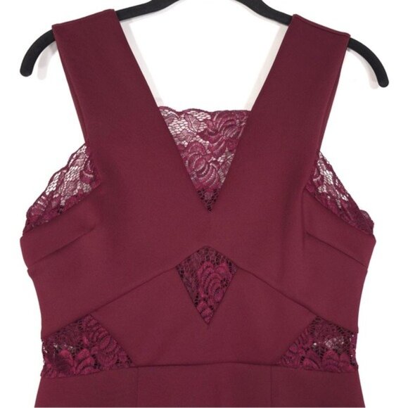 asos Women’s Dress Mini Lace A-Line Fit & Flare Sleeveless Lined Burgundy Size 8 - Picture 6 of 10